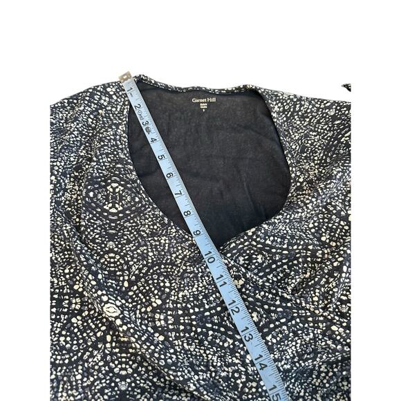 Garnett Hill Brianna‎ Surplice Knit Dress Blue White Faux Wrap Slimming Small - Picture 9 of 11